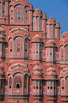 Detailed facade of Hawa Mahal, Palace of the Winds, Jaipur, Rajasthan, India