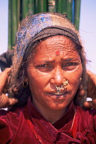 Nepalese woman with nose ring, Pokhara, Nepal