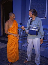 Jane Watson interviewing Ven. G. Gnanissara, Chief priest Ganga-ranaya Temple, Colombo, Sri Lanka