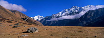 Langshisa-ri, Gangchenpo ridge + Langtang river valley, Langtang NP, Nepal view from Kyanging Gompa (3900m) 2004