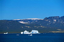 Iceberg with mountains behind, Disko Bay, Greenland, summer