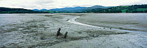 Panoramic view of Conwy estuary at low tide with mud flats, Gwynedd, North Wales, UK