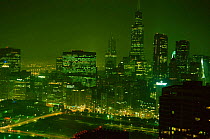 Chicago city at night, Illinois, USA