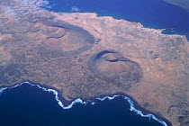 Aerial view of Alegranza Island with extinct volcanoes,  Canary Islands, Spain