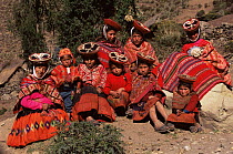 Quechua indians in traditional everyday dress, Wiloyuc (Huilloc) village, Andes, Peru 2002
