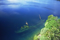 WWII Kasi Maru Japanese freighter sunk, now an artificial coral reef, off coast of New Georgia, Solomon Island
