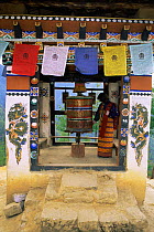 Buddhist Prayer wheels, Mani Dungkor temple, on way up to Taktsang monastry, Paro valley, Bhutan 2001