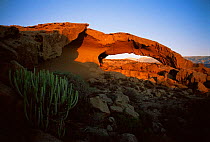 Natural arch at sunset, Tabaibarril coast, Tenerife, Canary Islands