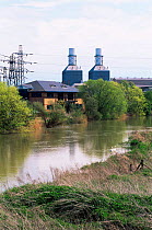 Gas fired power station by River Ouse, Little Barford, Cambridgeshire, UK