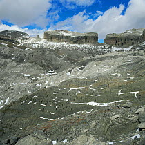 Barren rock face of Ordesa Y Monte Perdido NP, The Pyrenees, Huesca, Spain, Europe
