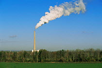 Smoke from chimney of Westbury Cement Works, Wiltshire, UK