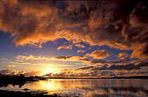 Sunset reflections over Galway Bay, Co Galway, Republic of Ireland.