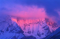 Twilight on the slopes of Machhapuchare, the Sacred Peak, Annapurna Himalayas, Nepal