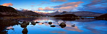 Panoramic view of Loch Rannoch at dusk, Perthshire, Scotland, UK