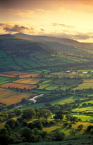 Looking down on the Usk Valley, near Talybont, Brecon Beacons, Wales, UK