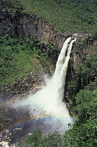Aerial view of waterfall, Parque Nacional da Chapada dos Veadeiros, Brazil, South America