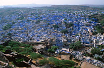 Looking down on Blue city of Jodhpur, viewed from Meherangarh Fort, Rajasthan, India