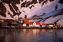Grytviken whaling station at dawn. Cumberland Bay, South Georgia, Falkland Is