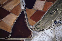 Aerial view of soda evaporation beds, Lake Magadi, Kenya
