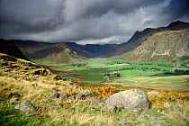 Valleys showing post glacial Y shape formation. Langdale, Lake District, Cumbria, UK