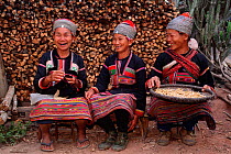 Yuayao women in embroidered winter dress, Xishuangbanna, Yunnan, China. Teeth blackened by betelnut. Ethnic minority group 2001