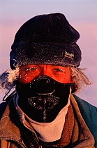 Nature Picture Library photographer Pete Oxford at -40 C Darkhad depression, Mongolia - icicles forming on eyelashes and hair 2002