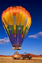 Hot air balloon safari about to take off. Sossusvlei, Namibia. 2002
