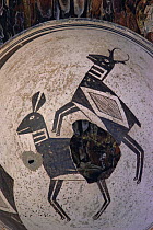Mimbres bowl detail of deer 900-1150 AD, museum, Taos Pueblo, New Mexico, USA 1990