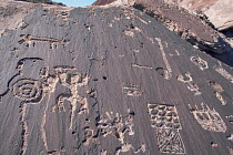 Petroglphs on cliff face, Painted Desert and Petrified Forest, Arizona, USA