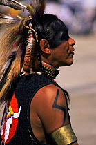 Native American Indian dancer in traditional dress, Sioux, Wisconsin, USA