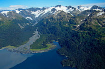 Aerial view of Kenia Fjords NP, Alaska USA
