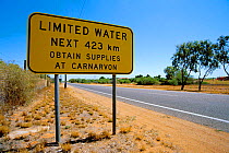 'Limited water' sign, Carnarvon, Western Australia