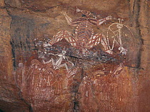 Aboriginal rock art Anbangbang Gallery, Kakadu NP panel painted by Nayomoimi 1964, Northern Territory, Australia