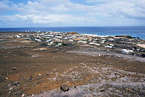 Aerial view of Georgetown, Ascension Island, South Atlantic, January 1987