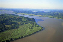 Aerial view of Parana river, before dam construction, Argentina / Paraguay border, South America