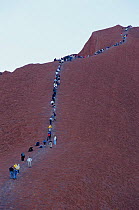 Tourists climbing Uluru (Ayers rock) Uluru-Kata Tjuta NP, Northern Territory, Australia
