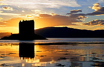 Castle Stalker at sunset, Port Appin, Argyll, Scotland.