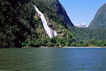 Bowen Falls from Cemetery Point,Milford Sound Fiordland NP South Island, New Zealand