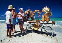 People at stall at beach resort of Veradero, Matanzas Province, Cuba Caribbean
