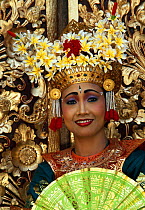 Portrait of female Legong dancer in traditional costume, Bali, Indonesia. Model released