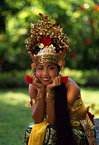 Portrait of female Legong dancer in traditional costume, Bali, Indonesia