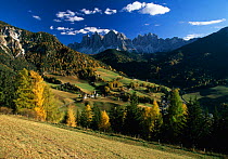 Geisler Gruppe / Geislerspitzen in Autumn, Trentino Alto Adige, The Dolomites Italy, Europe