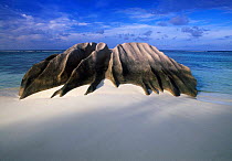Granite Boulder at Anse Source d'Argent beach, La Digue Island, Seychelles, Indian Ocean