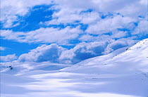 Winter landscape with blue sky. Norefjell mountains, Buskerud, Norway