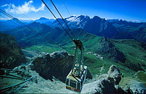 Cable-car to the top of Pordoi, Dolomites, Italy