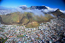 Aerial view of Table mountain, Lions Head and Sea Point, Cape Town, South Africa