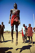 Maasai 'Emowuo-o-lkiteng ceremony, Kedong Valley, Rift valley, Kenya. Il-murran dancers. 1985