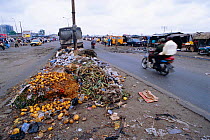 Vegetable refuse from market stalls in the Bidonville slums of Lagos, Nigeria West Africa. 2002