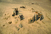Stone circle remains of Himba village, Skeleton coast NP, Namibia