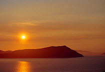 Sunset over Russian mainland from Talan island, Sea of Okhotsk,
